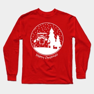 Vintage Austin Seven classic car Christmas snow globe Long Sleeve T-Shirt